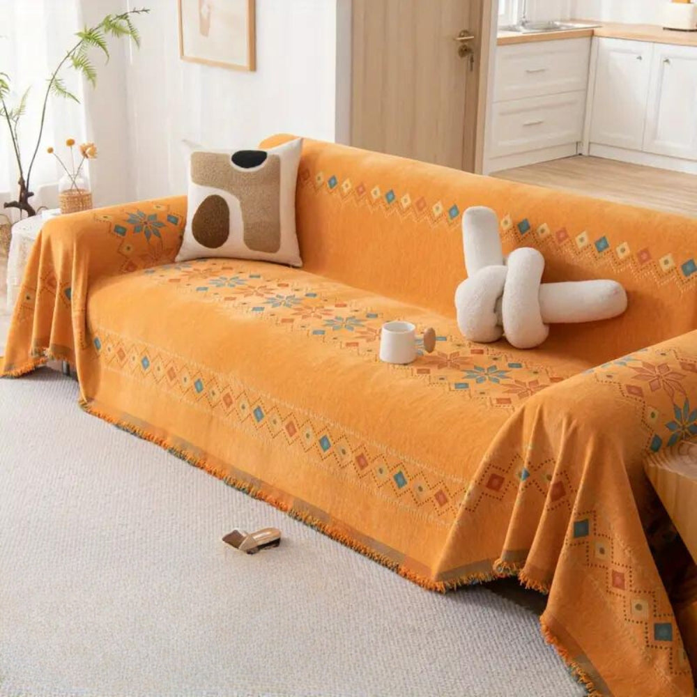 Boho Non-Slip Couch Cover with Tassels