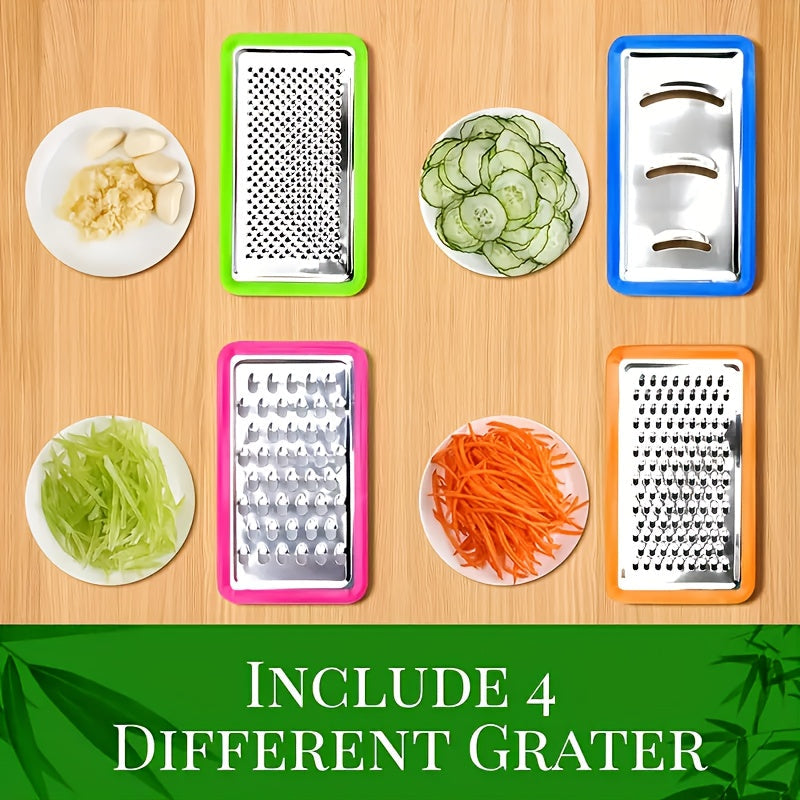 Bamboo Cutting Board with Storage Trays & Graters