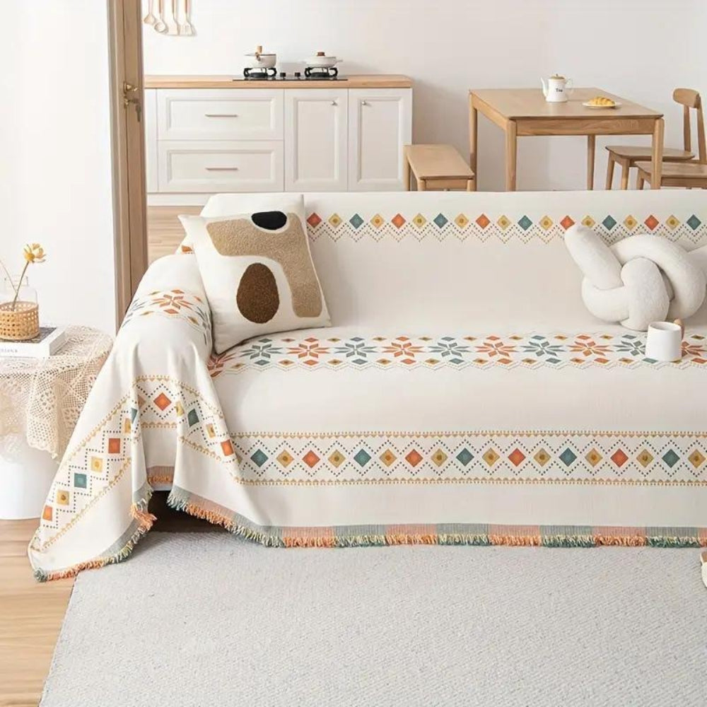 Boho Non-Slip Couch Cover with Tassels