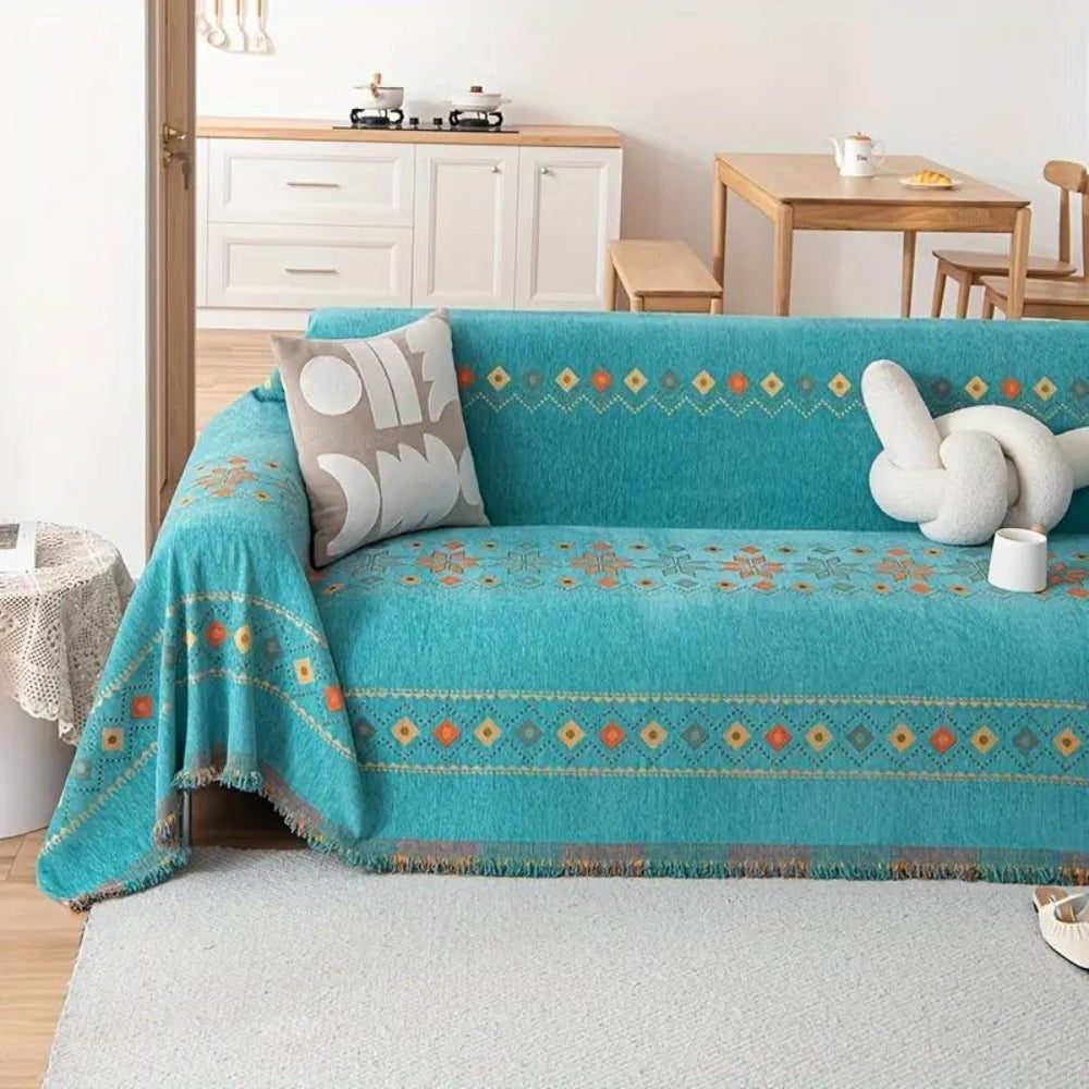 Boho Non-Slip Couch Cover with Tassels