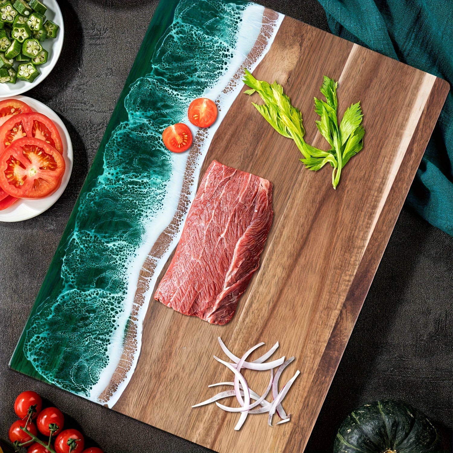 Acacia Wood Resin Serving & Cutting Board
