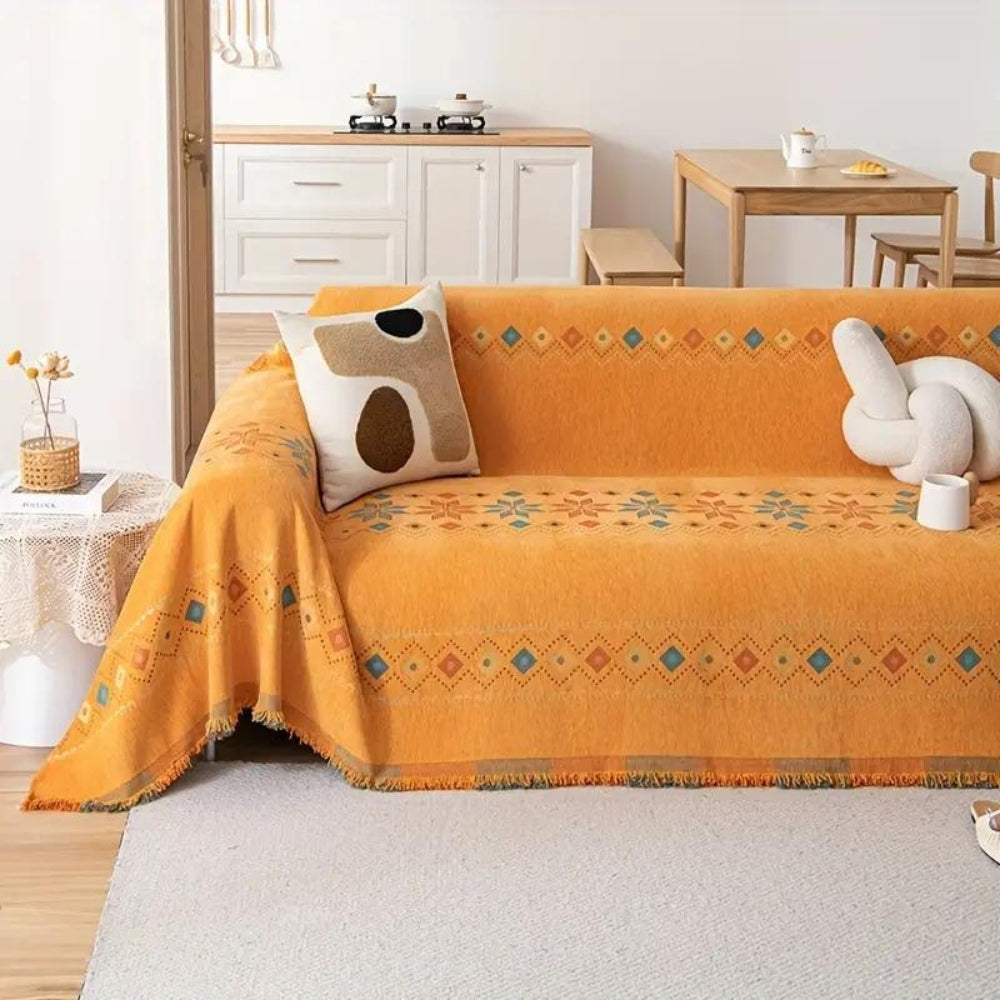 Boho Non-Slip Couch Cover with Tassels
