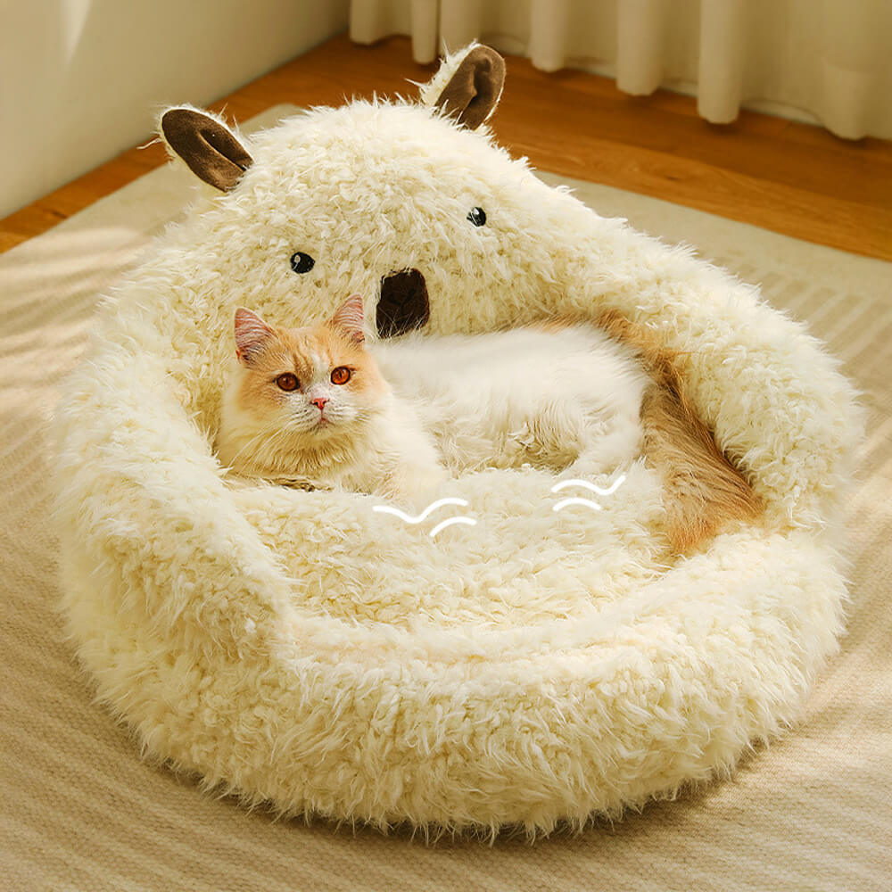 Alpaca-Shaped Plush Dog Bed