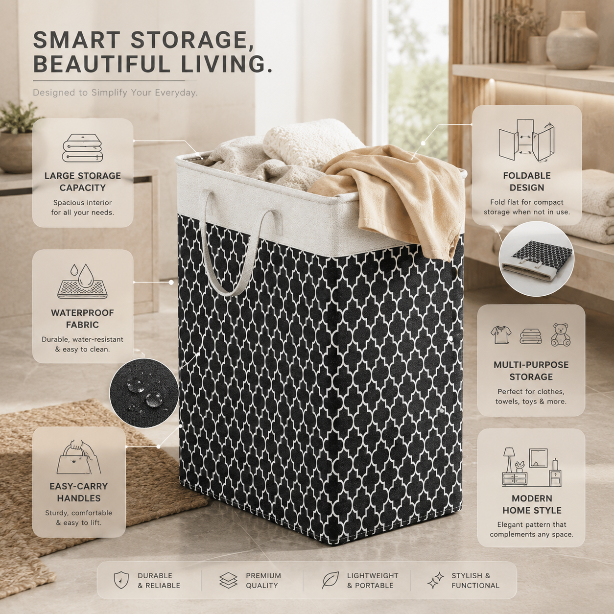 75 L Waterproof Foldable Laundry Basket