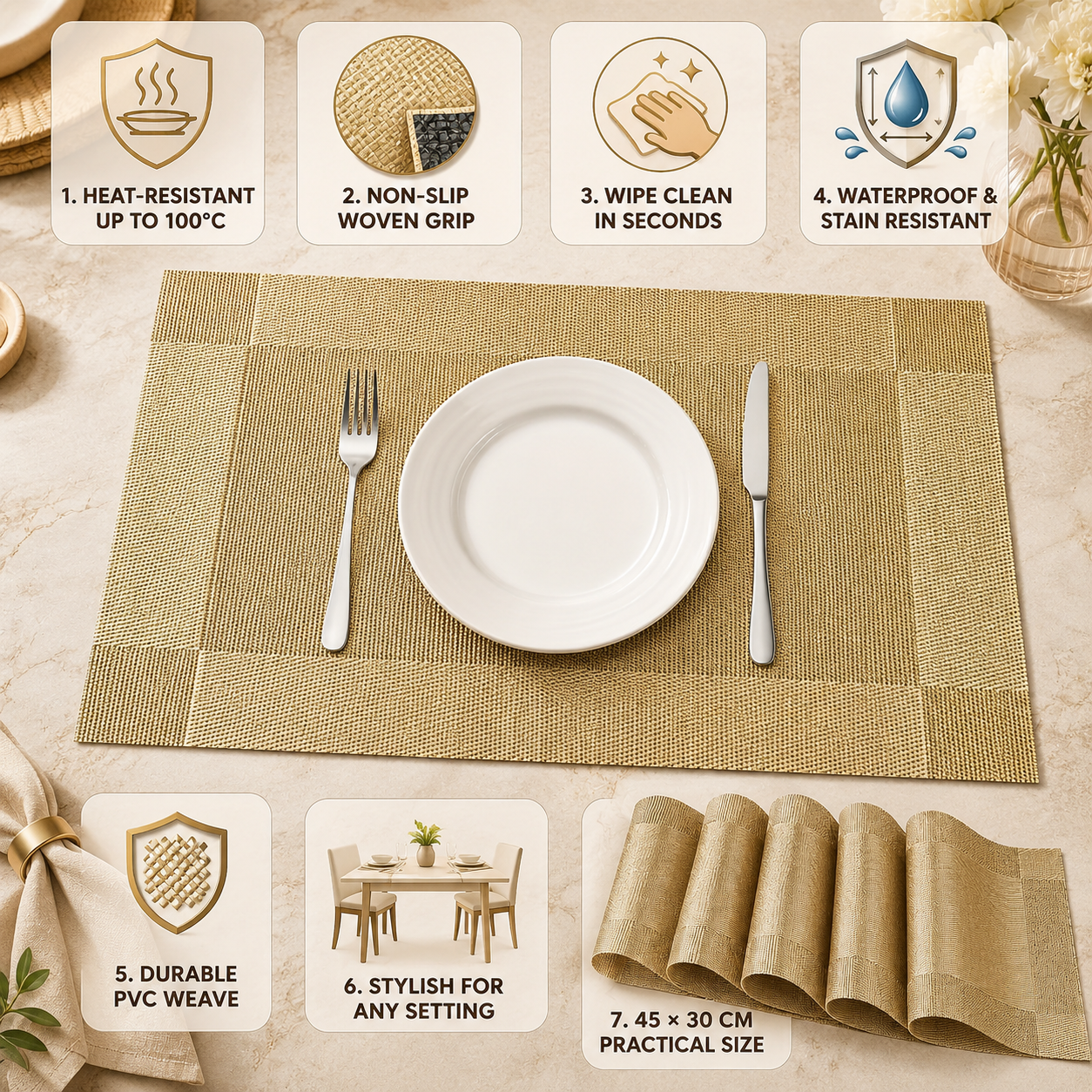 Heat-Resistant Woven PVC Placemats