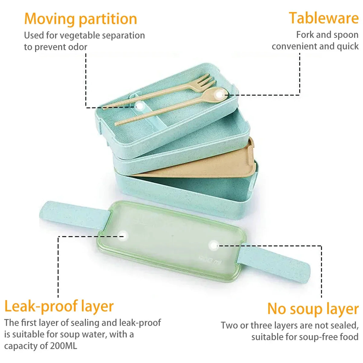 3-Tier Wheat Straw Bento Lunch Box