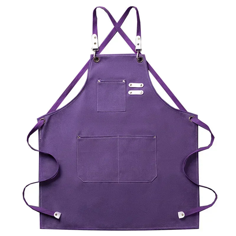 Unisex Canvas Kitchen Apron with Pockets