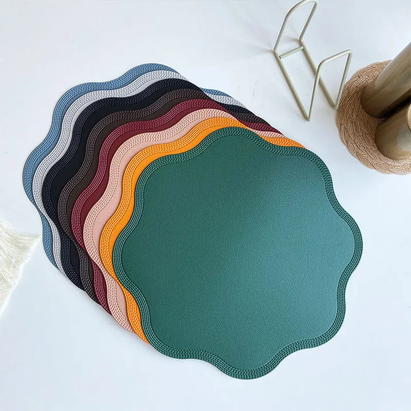 Round Embossed Faux Leather Placemats