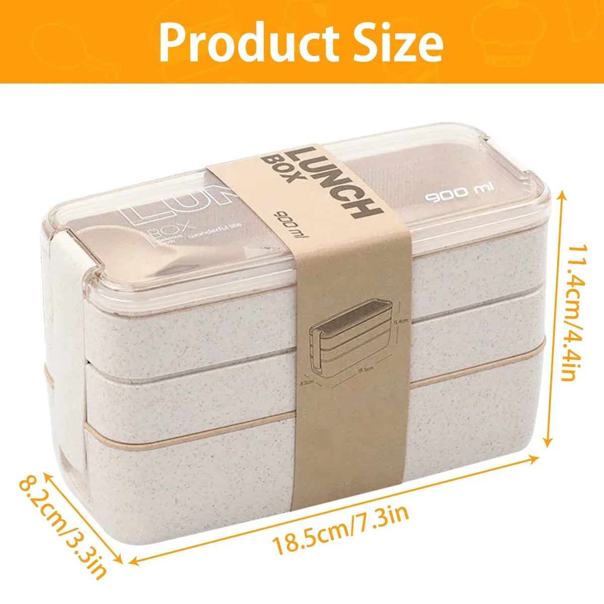 3-Tier Wheat Straw Bento Lunch Box