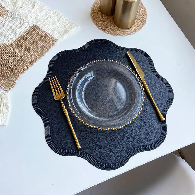 Round Embossed Faux Leather Placemats