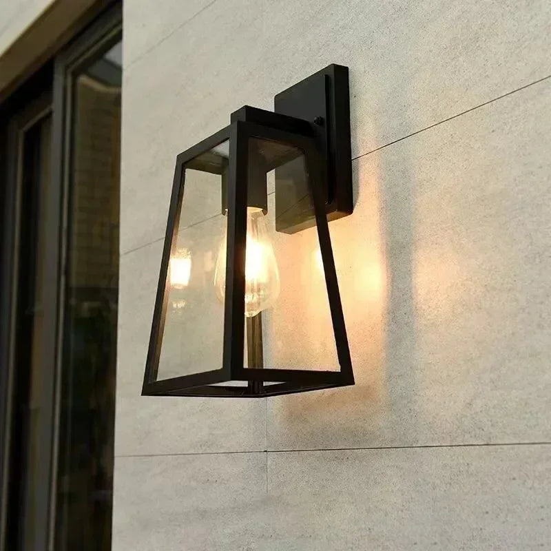 Geometric Glass Outdoor Wall Lantern