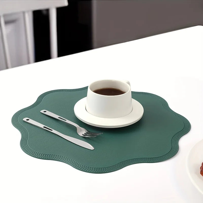 Round Embossed Faux Leather Placemats