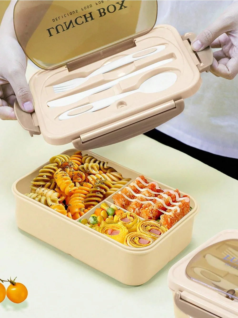 4-Compartment Bento Lunch Box with Utensils