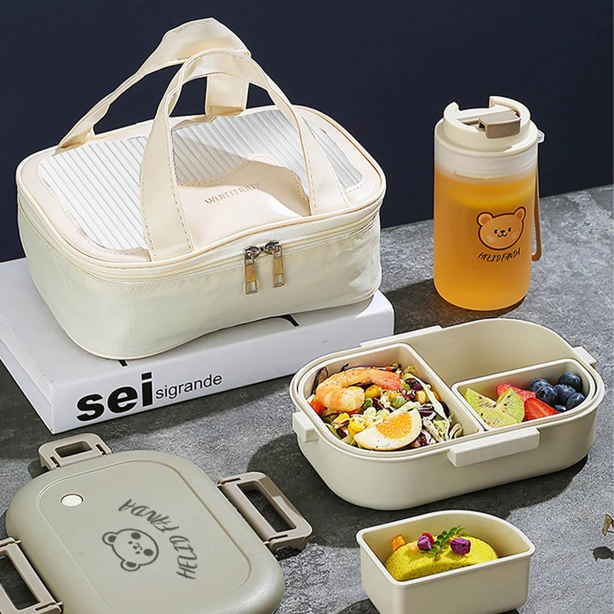 3-Compartment Portable Bento Lunch Box