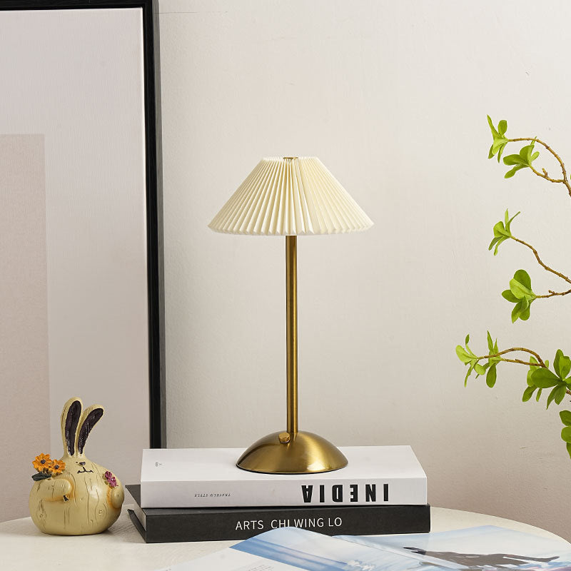 Brass & Fabric Cone Table Lamp