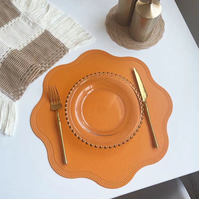 Round Embossed Faux Leather Placemats