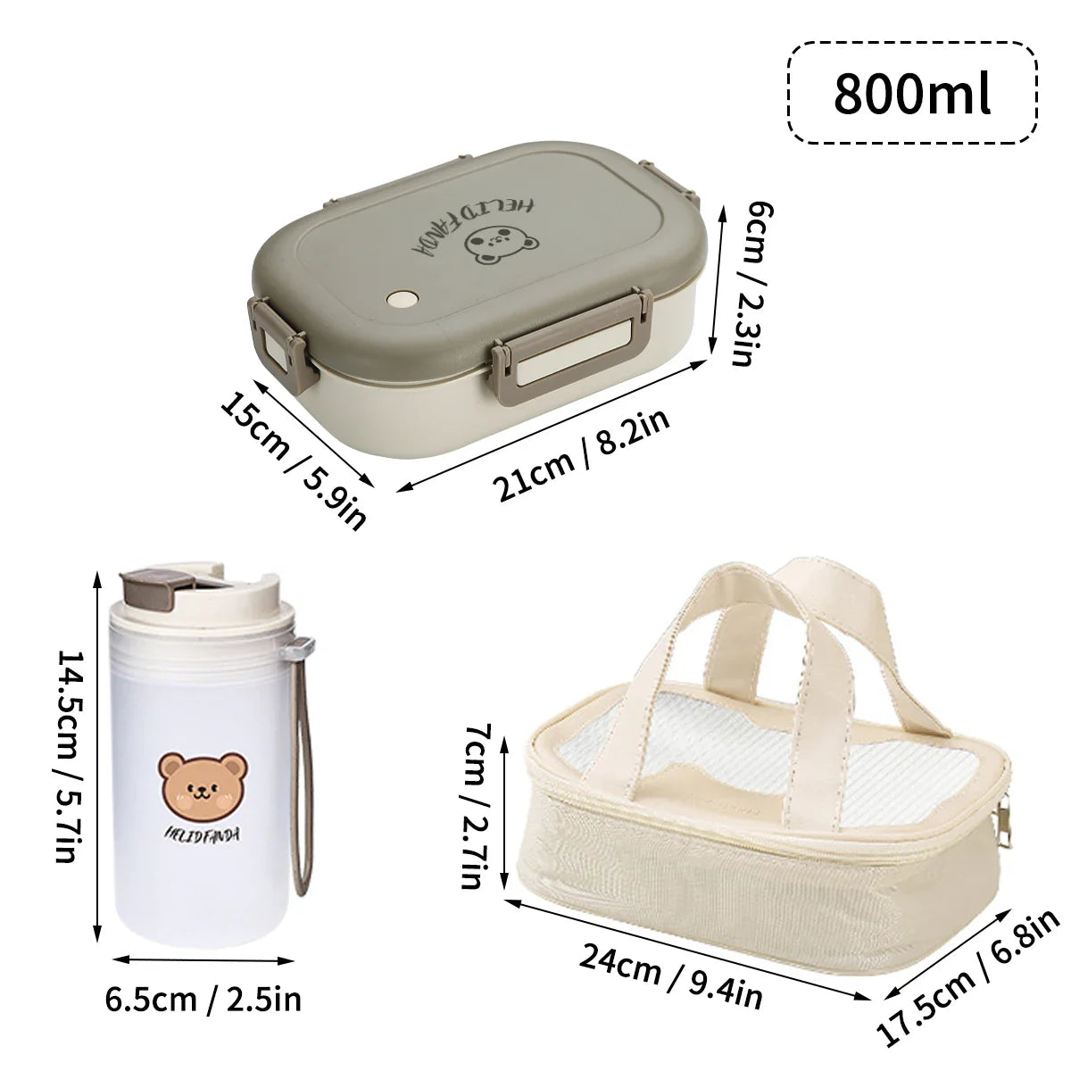 3-Compartment Portable Bento Lunch Box