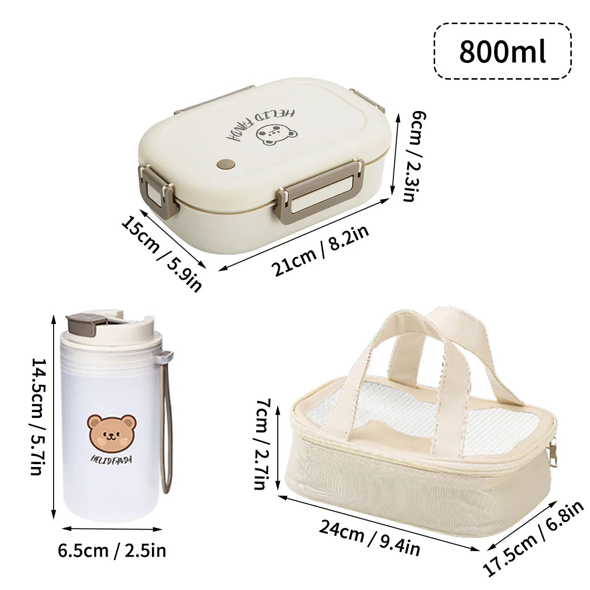 3-Compartment Portable Bento Lunch Box