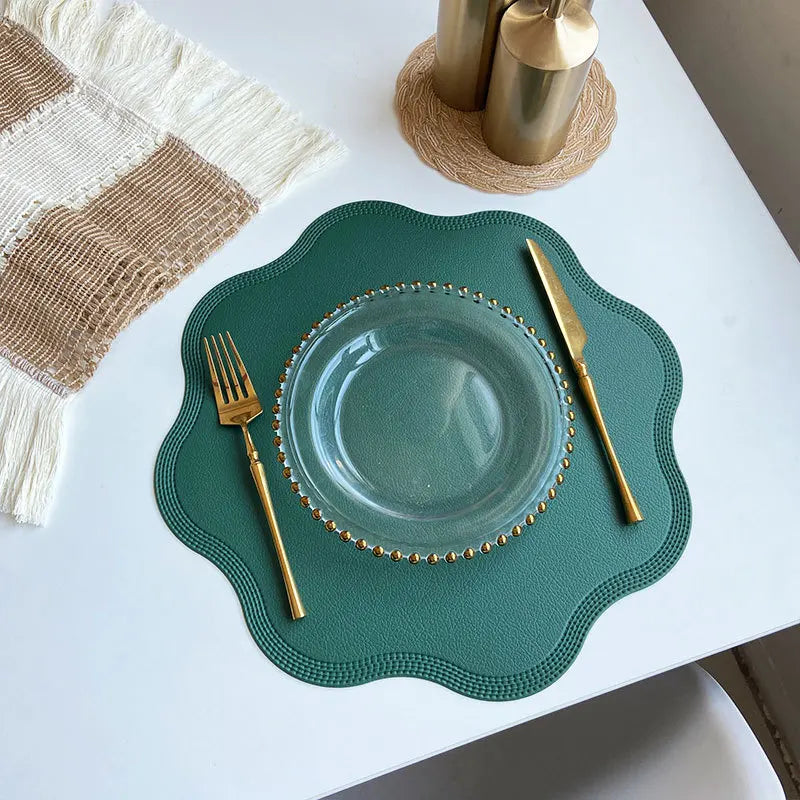 Round Embossed Faux Leather Placemats
