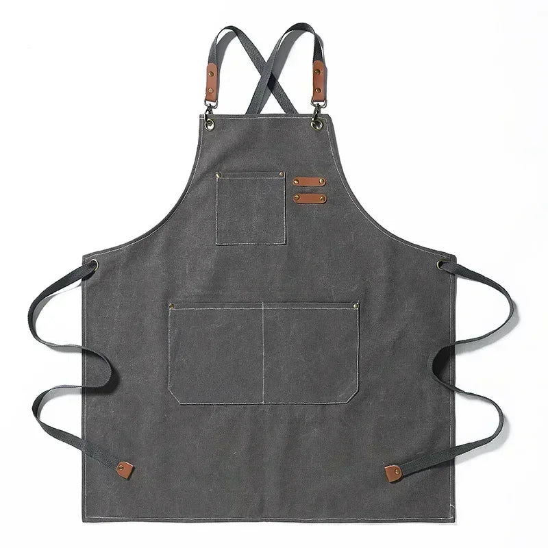 Unisex Canvas Kitchen Apron with Pockets