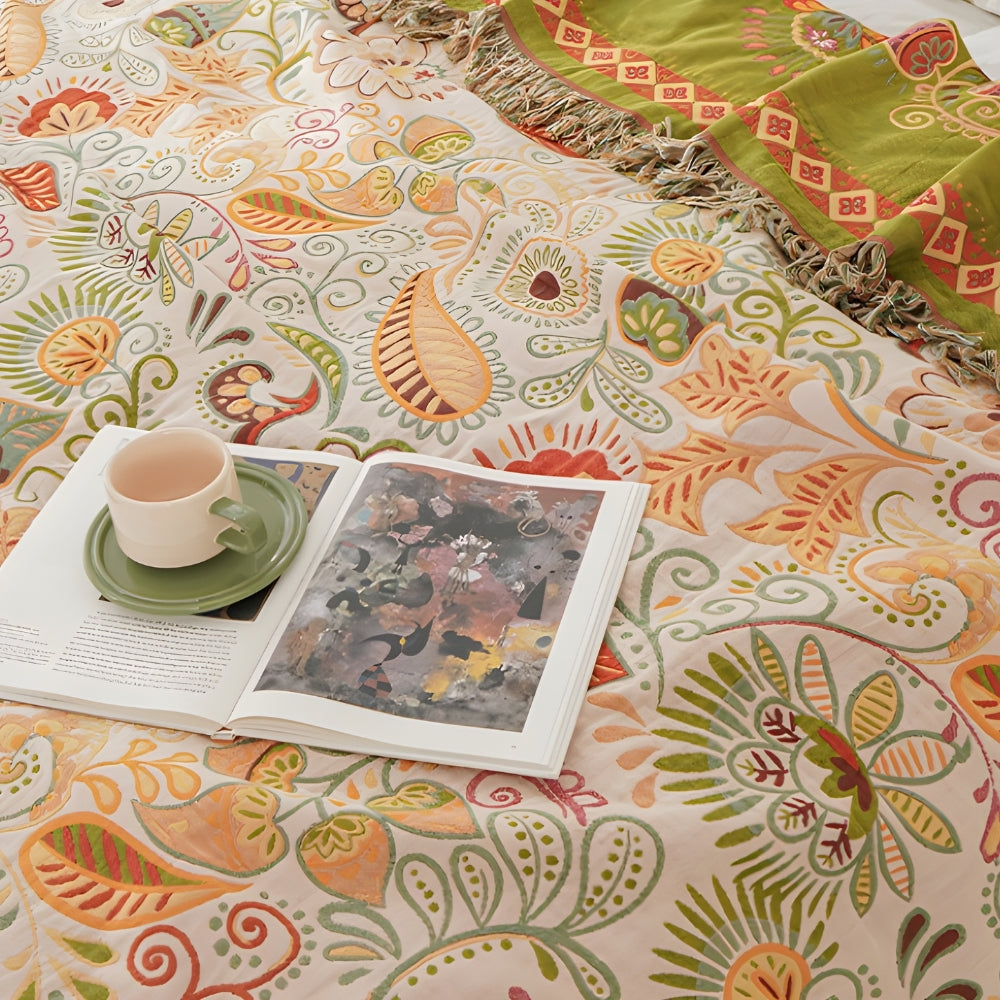 Boho Reversible Floral Blanket