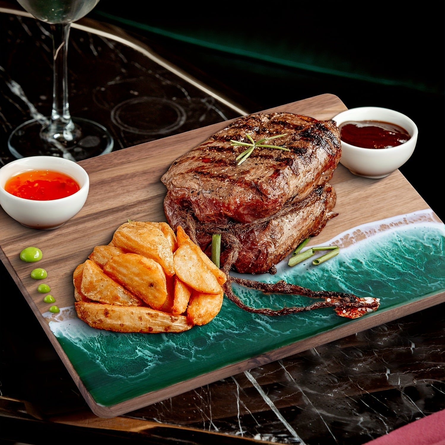 Acacia Wood Resin Serving & Cutting Board