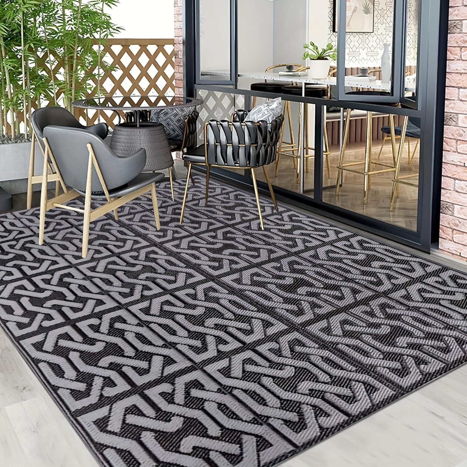 Reversible Outdoor Rug – Black & Grey