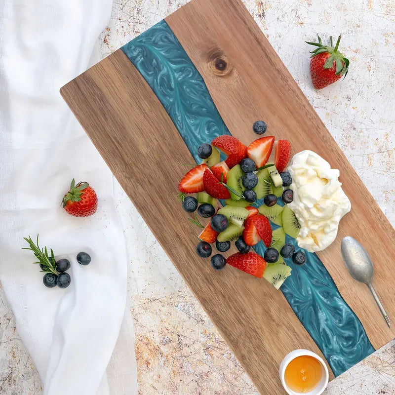 Acacia Wood Resin River Charcuterie Board