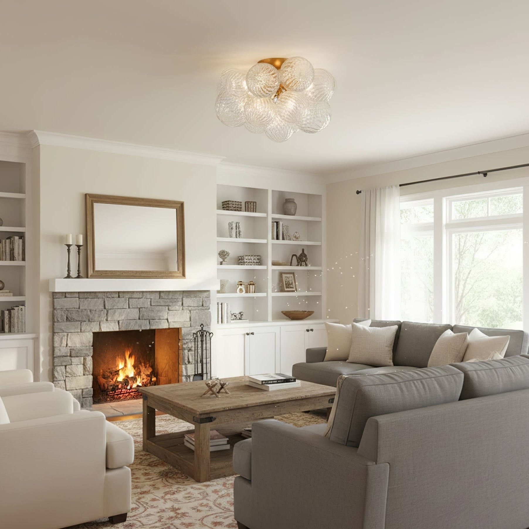 Glass Orb Modern Ceiling Light