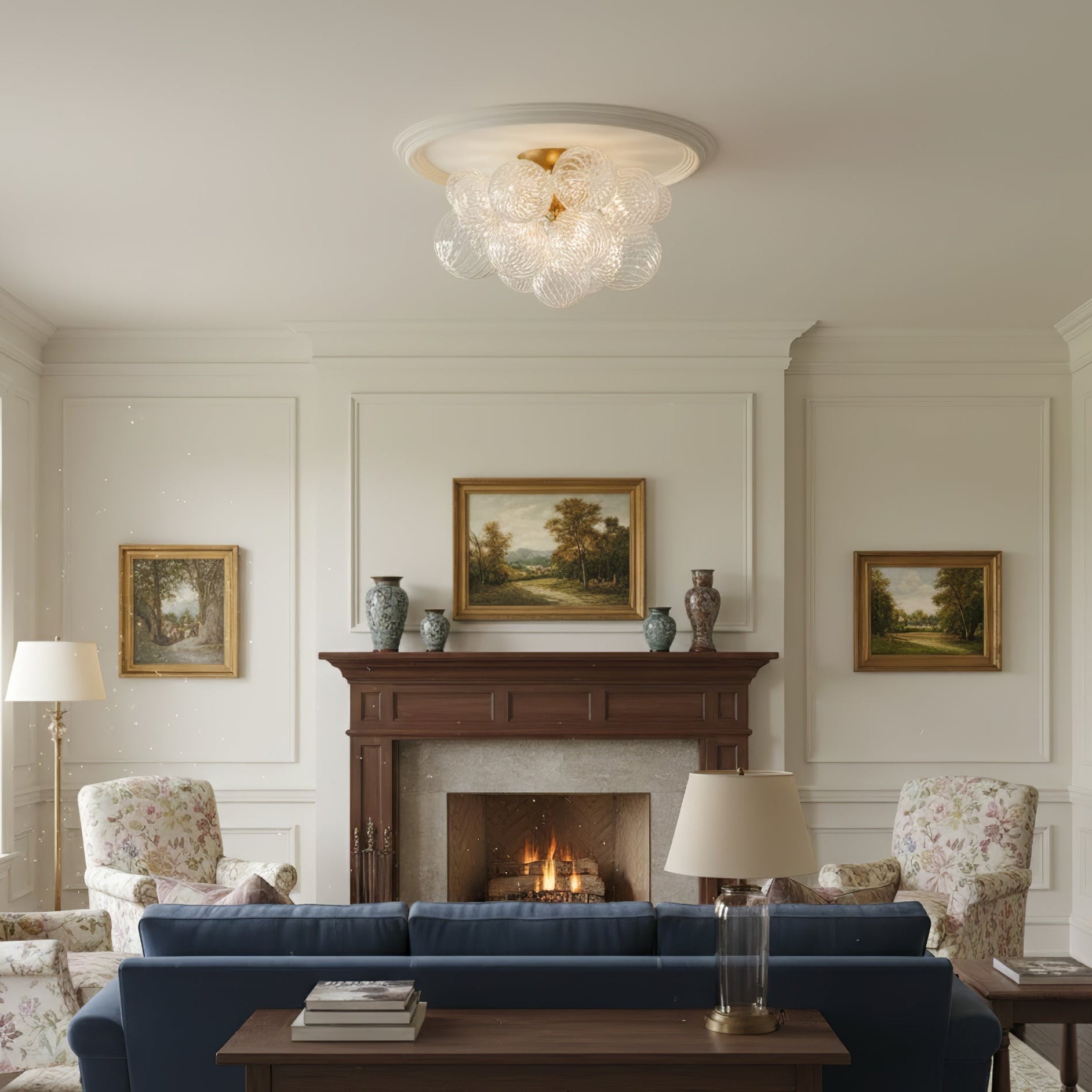 Glass Orb Modern Ceiling Light