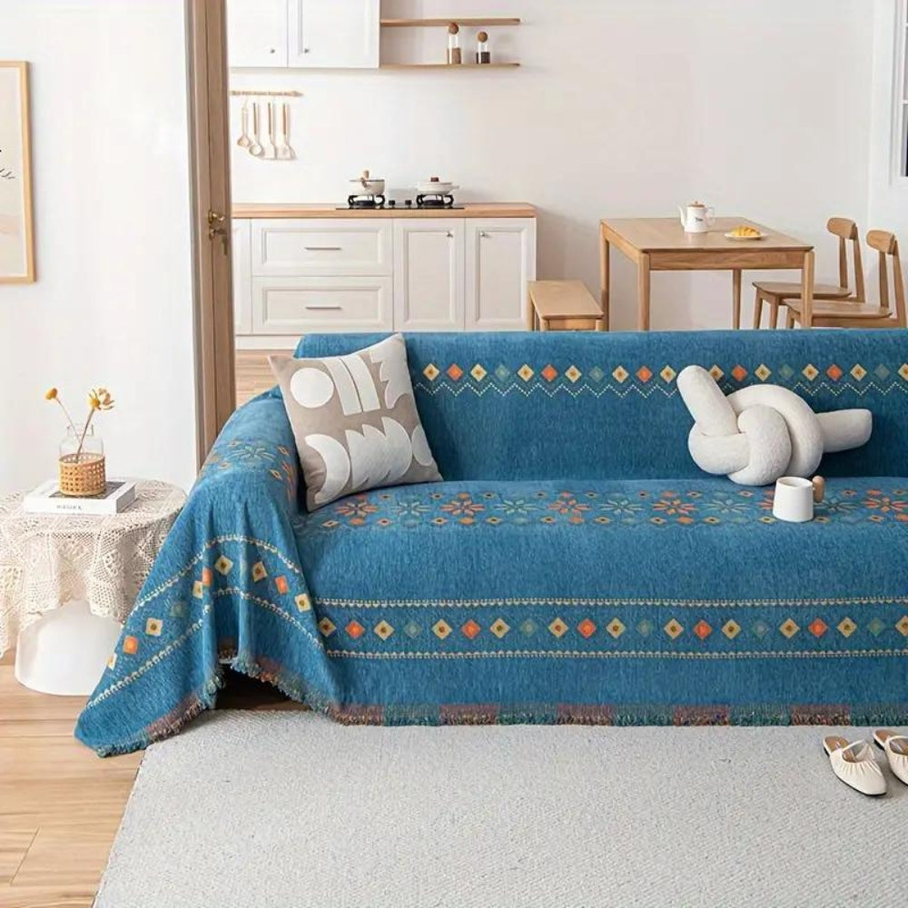 Boho Non-Slip Couch Cover with Tassels