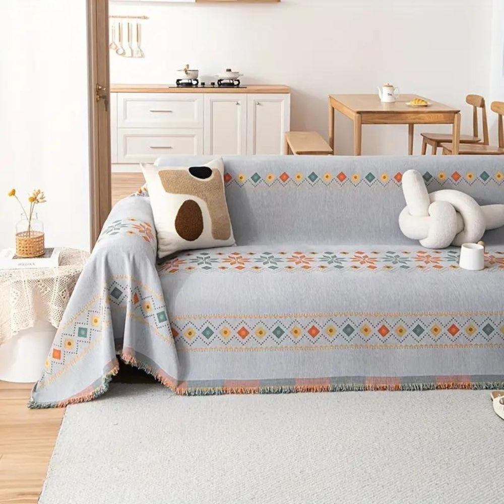 Boho Non-Slip Couch Cover with Tassels