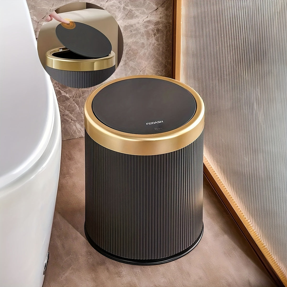 Press-Top Waste Bin with Dual Inner Bucket