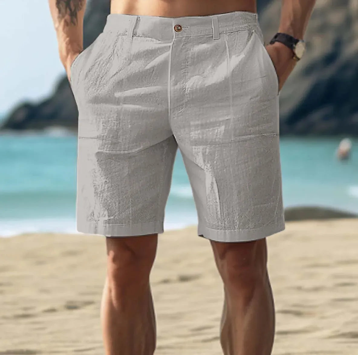 Leon | Herren Shorts kurz, leichte Sommershorts mit Taschen
