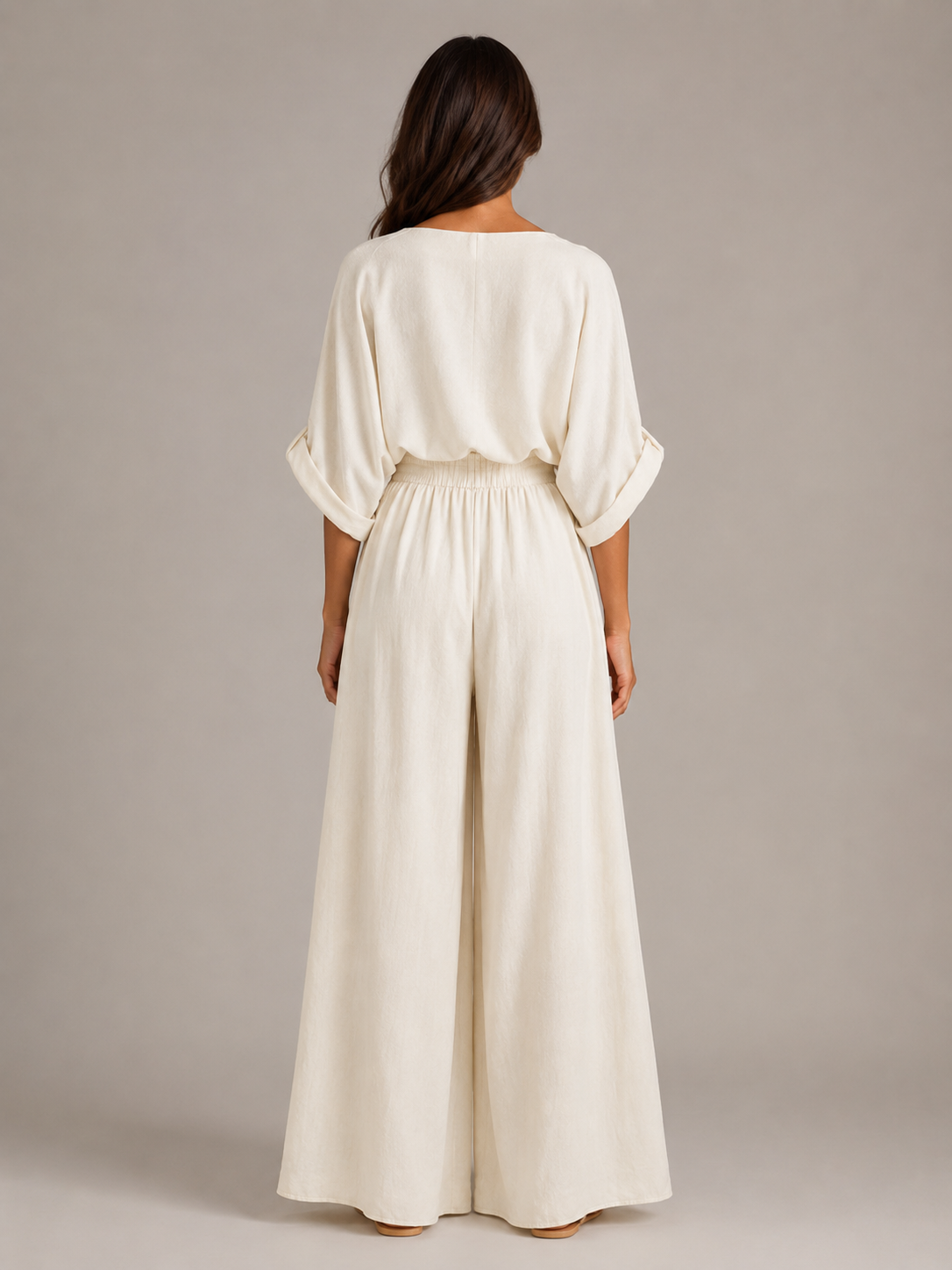 Usoa - Tweedelige one-shoulder set met wijde broek