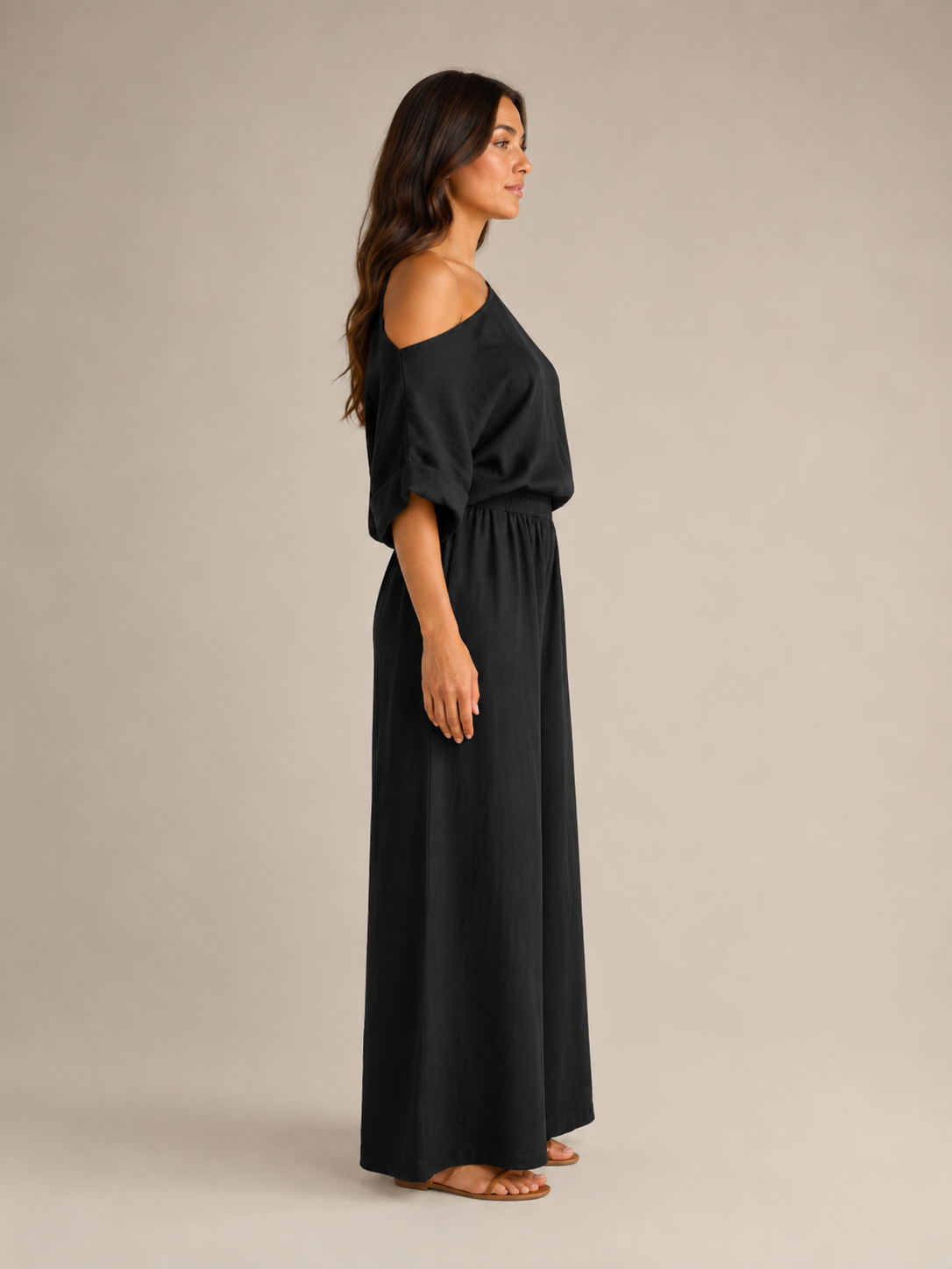 Usoa - Tweedelige one-shoulder set met wijde broek
