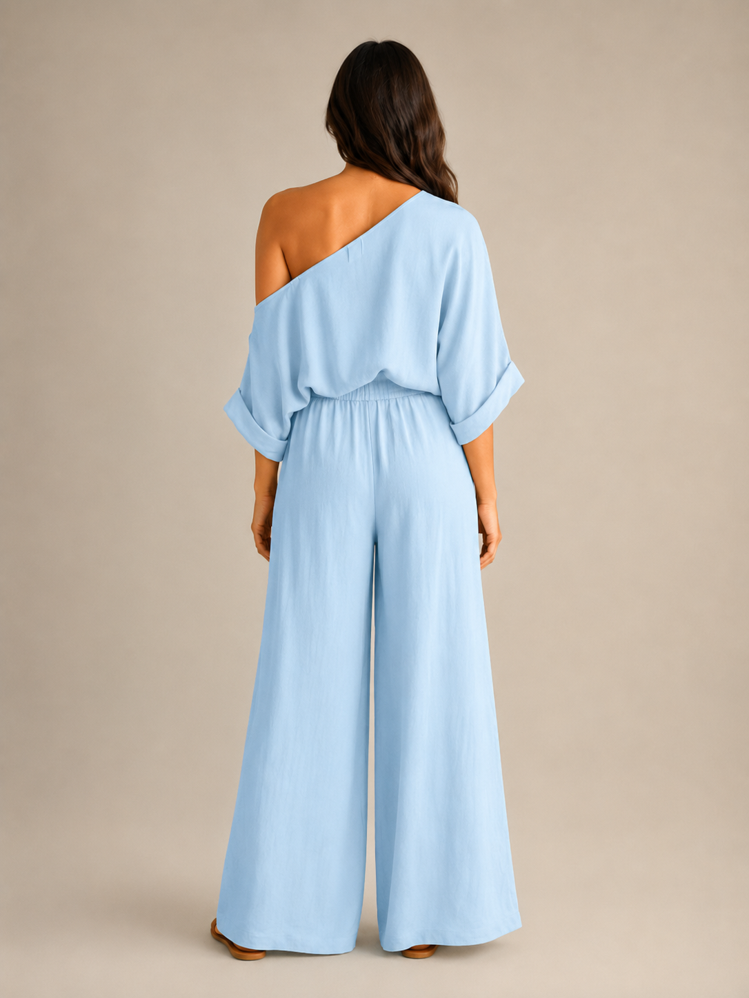 Usoa - Tweedelige one-shoulder set met wijde broek