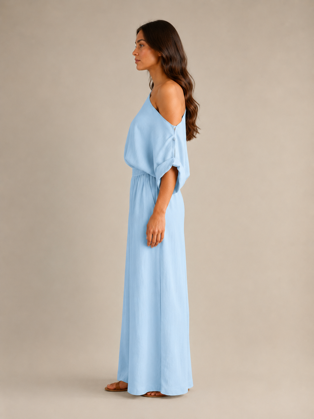 Usoa - Tweedelige one-shoulder set met wijde broek