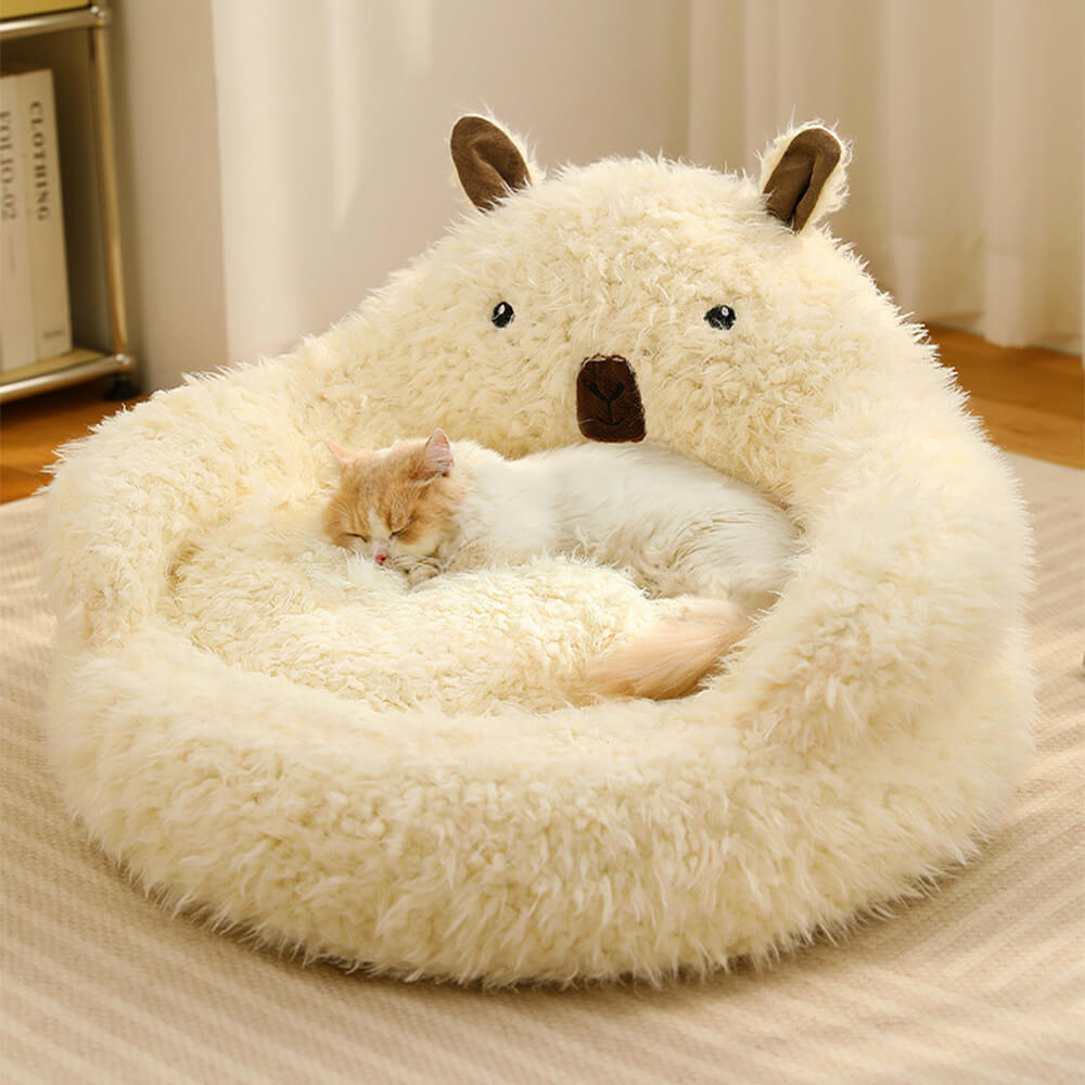 Alpaca-Shaped Plush Dog Bed