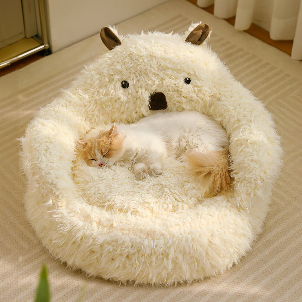 Alpaca-Shaped Plush Dog Bed