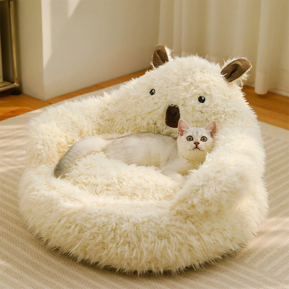 Alpaca-Shaped Plush Dog Bed