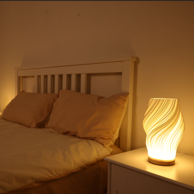 Wave-Shade Dimmable Table Lamp