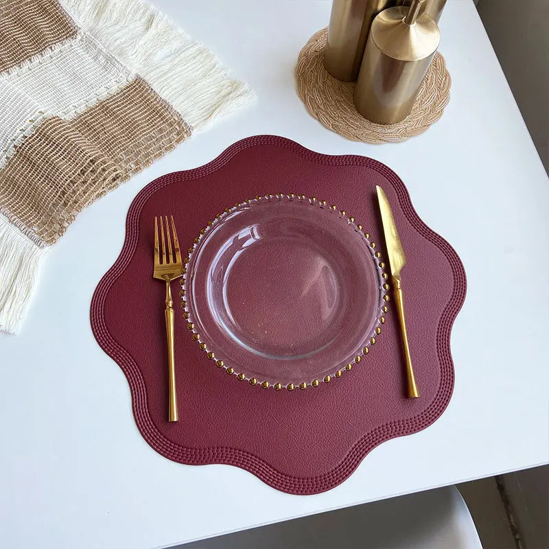 Round Embossed Faux Leather Placemats