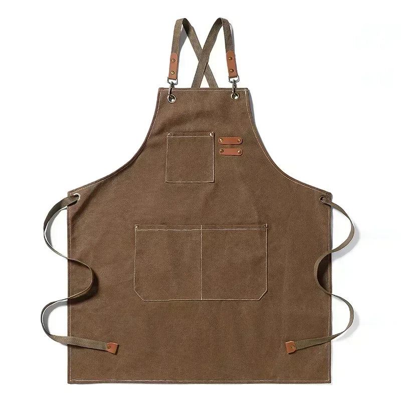 Unisex Canvas Kitchen Apron with Pockets