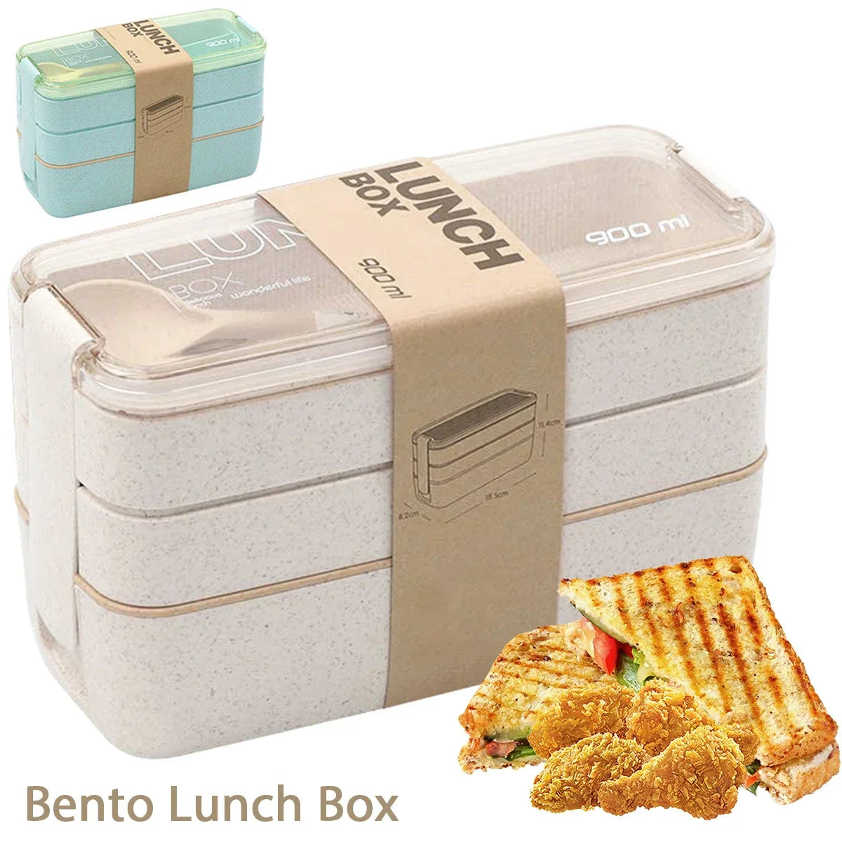 3-Tier Wheat Straw Bento Lunch Box