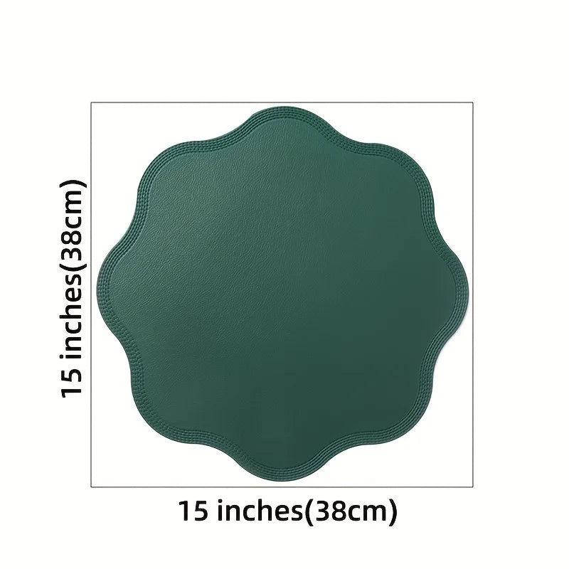 Round Embossed Faux Leather Placemats