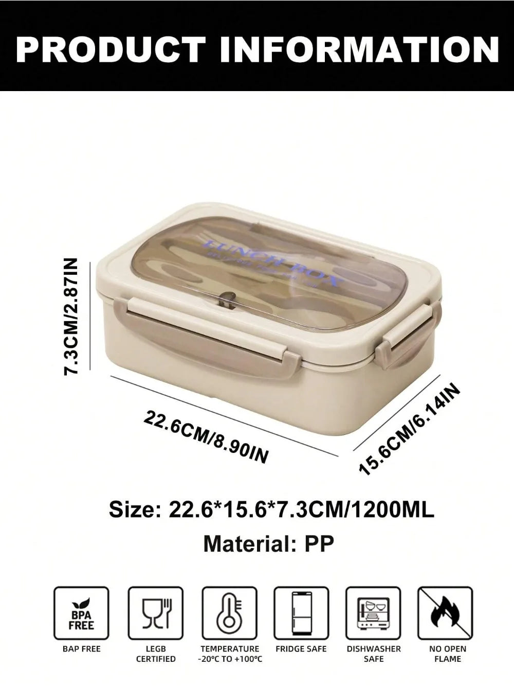 4-Compartment Bento Lunch Box with Utensils