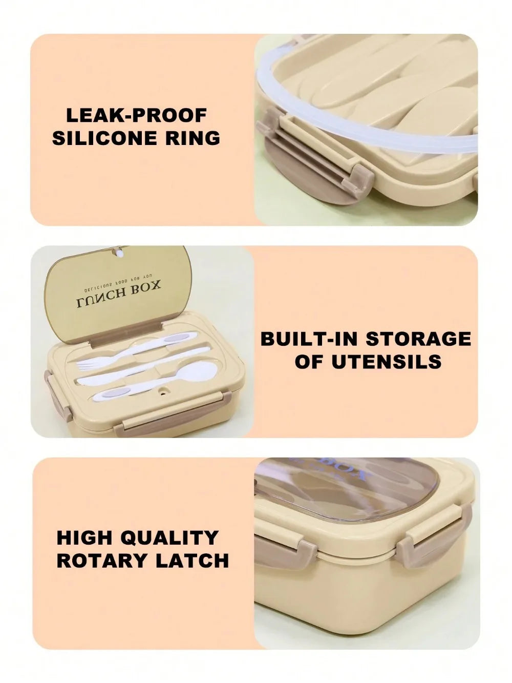 4-Compartment Bento Lunch Box with Utensils