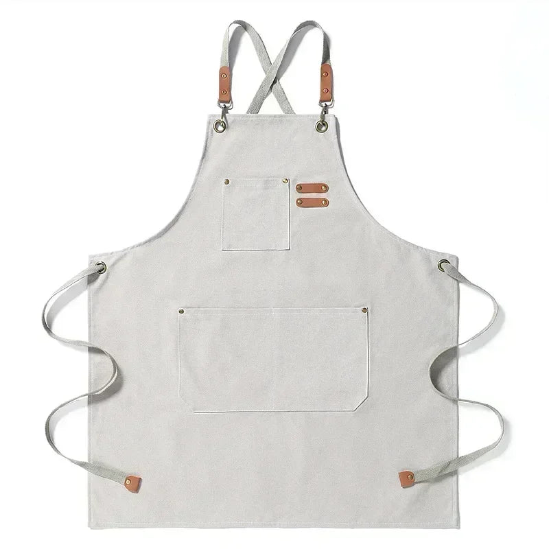 Unisex Canvas Kitchen Apron with Pockets