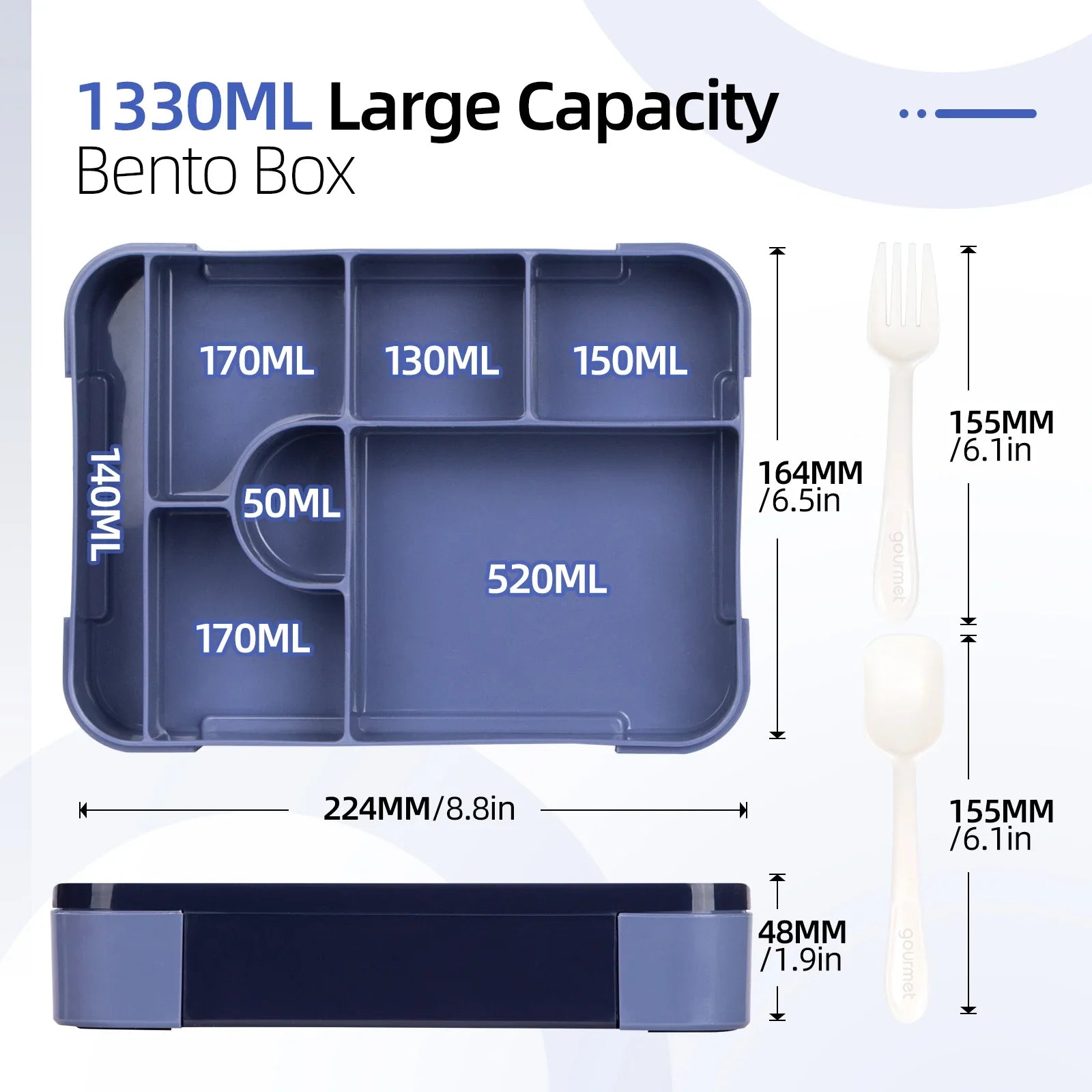 1330 ml 7-Section Bento Lunch Box